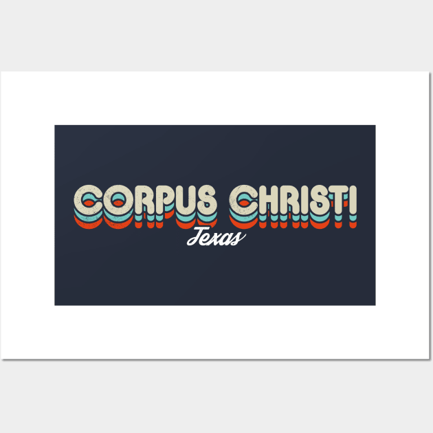 Retro Corpus Christi Texas Blue Wall Art by rojakdesigns